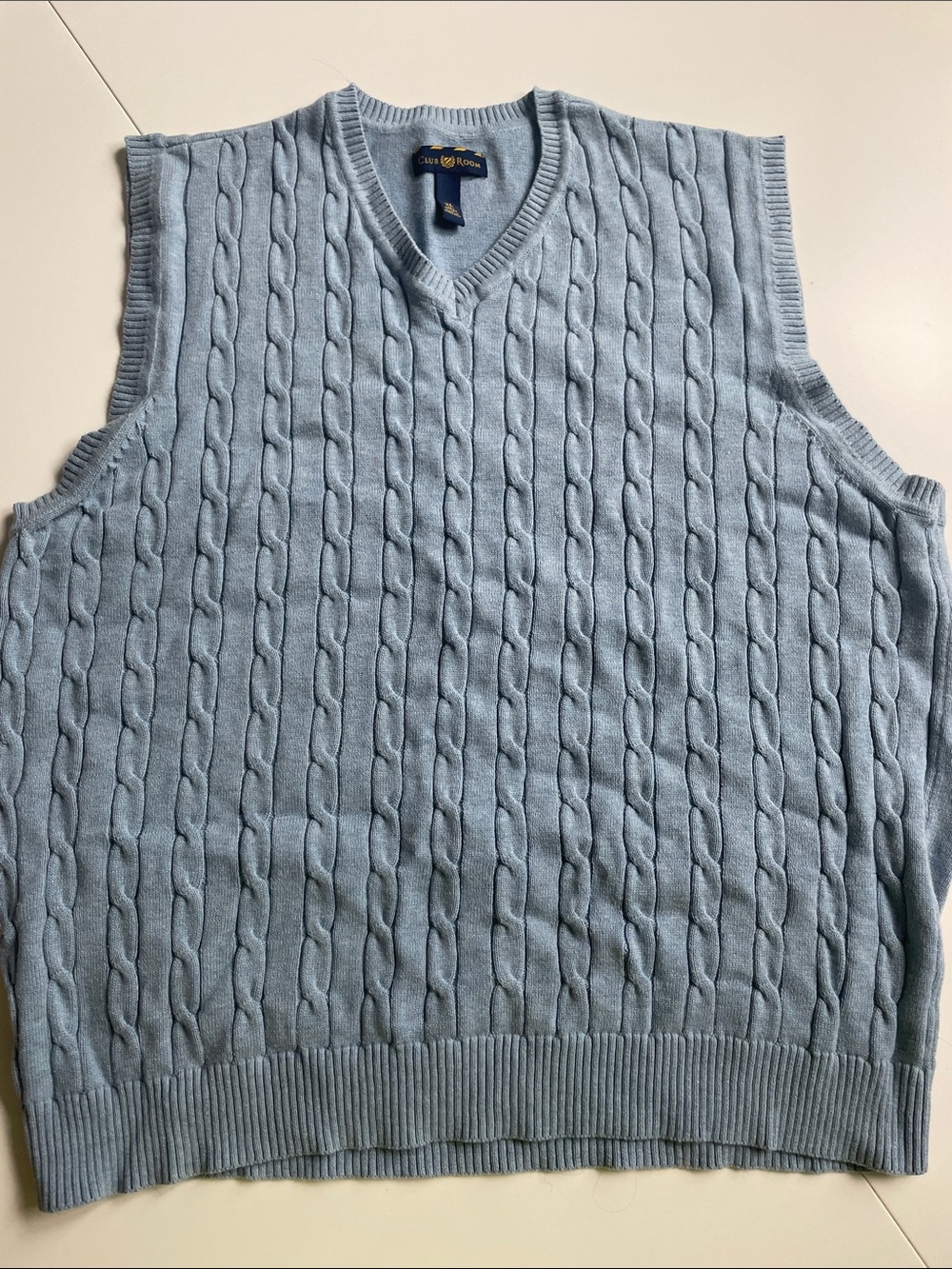 Club Room Light Blue Cable-Knit V-Neck Sweater Vest